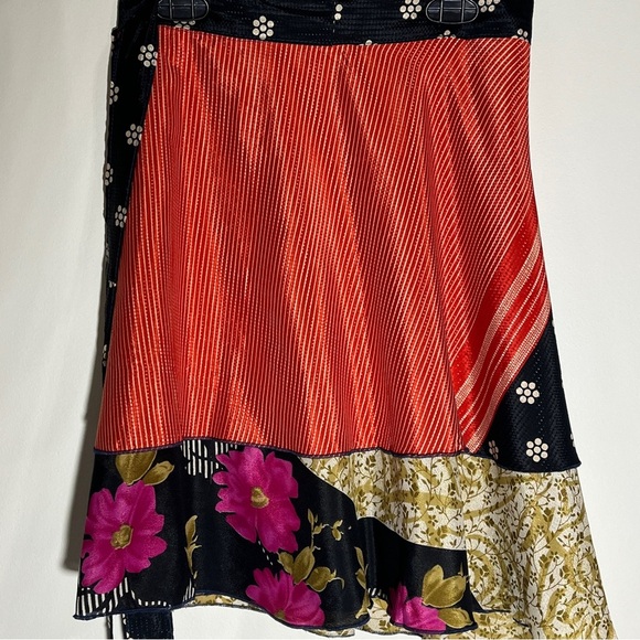 EARTHBOUND TRADING Co. Skirt 100% Silk Wrap Double Layers Reversible Multi-Color - Picture 3 of 12